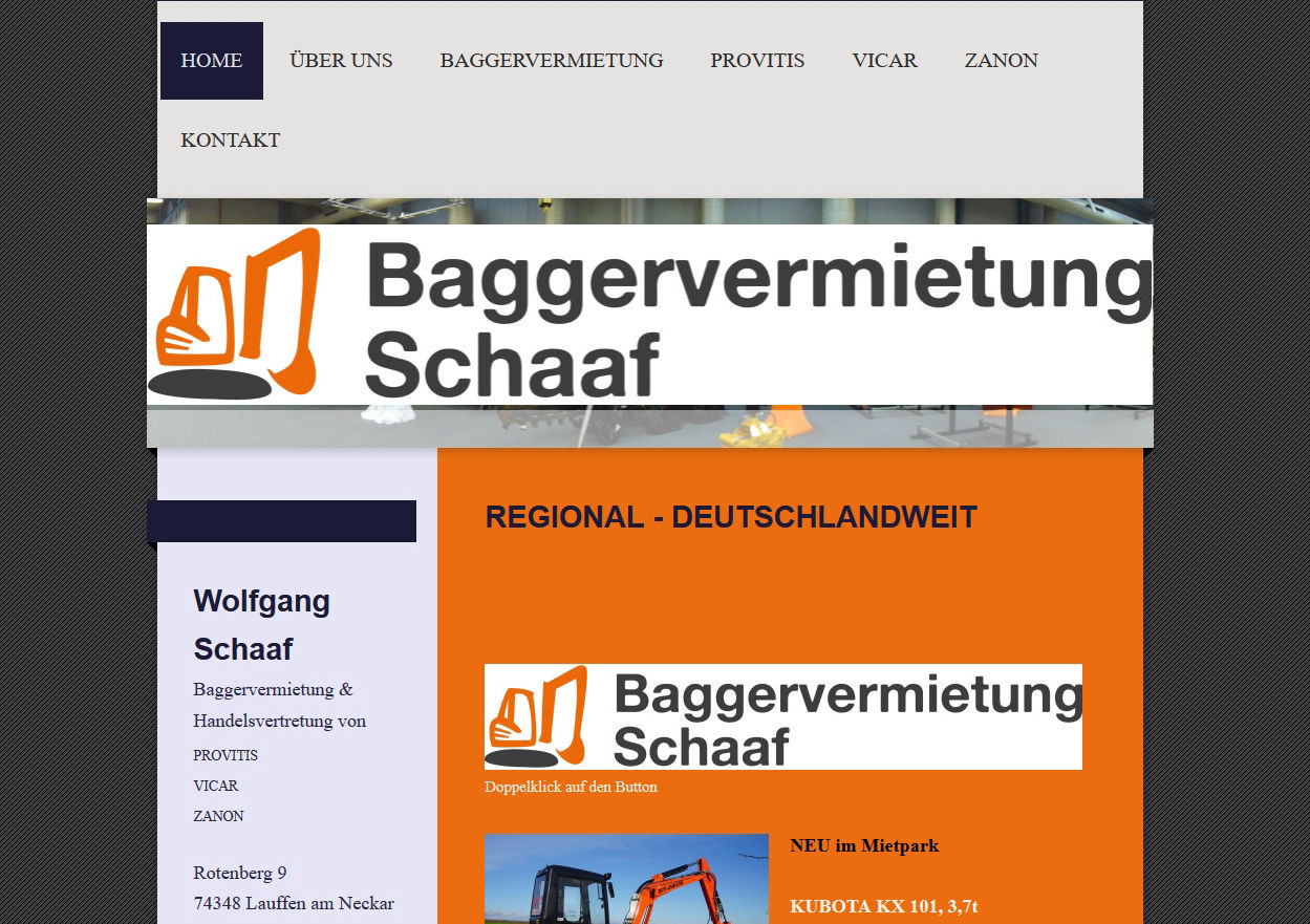 Baggervermietung Schaaf - 74348 Lauffen