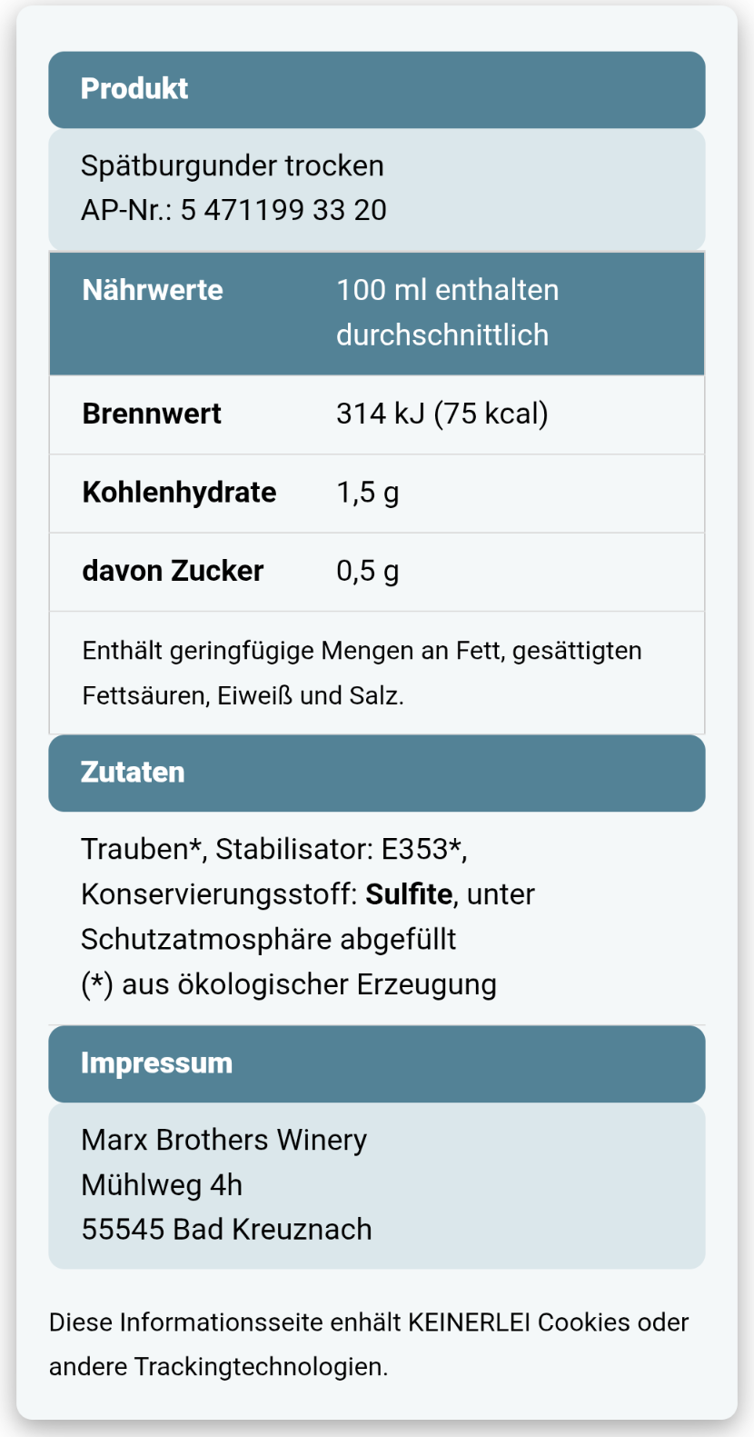 Nährwert- und Zutateninformationen per QR-Code auf einem Smartphone