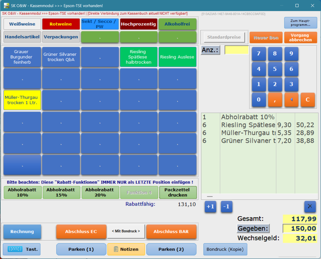 Kassenmodul von SK O&W für Touchscreen-Bedienung